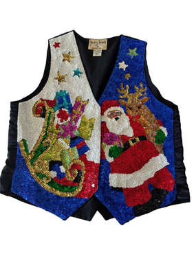 Vintage Papillon Sequin Christmas Vest